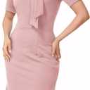 AISIZE Women's 1950s Vintage Tie Neck Cocktail Bodycon Pencil Dress (X-Large, Pink)