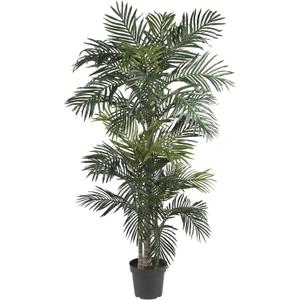 Nearly Natural 6.5 ft Artificial Golden Cane Palm Tree with Nursery Pot | Lifelike Silk Indoor Palm, Three Textured Trunks, Flexible Fronds, Low-Maintenance