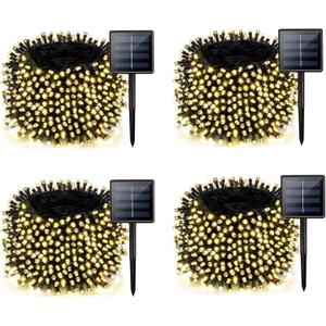 4 Pack Solar String Lights for Outside, 170 FT Total 480 LED Solar Chrismas Lights Outdoor with 8 Modes & Memory Function, Waterproof Twinkle Light for Xmas Tree Yard Party Decorations (Warm White)