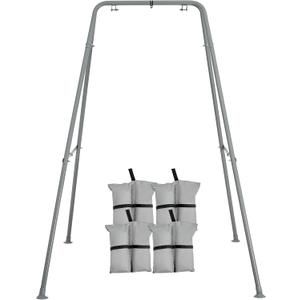 FUNLIO Foldable Swing Stand for Kids with 4 Sandbags, Heavy Duty Metal A-Frame Indoor/Outdoor for Backyard, Suitable Most Toddler/Baby Jumper/Hammock Chair - Grey