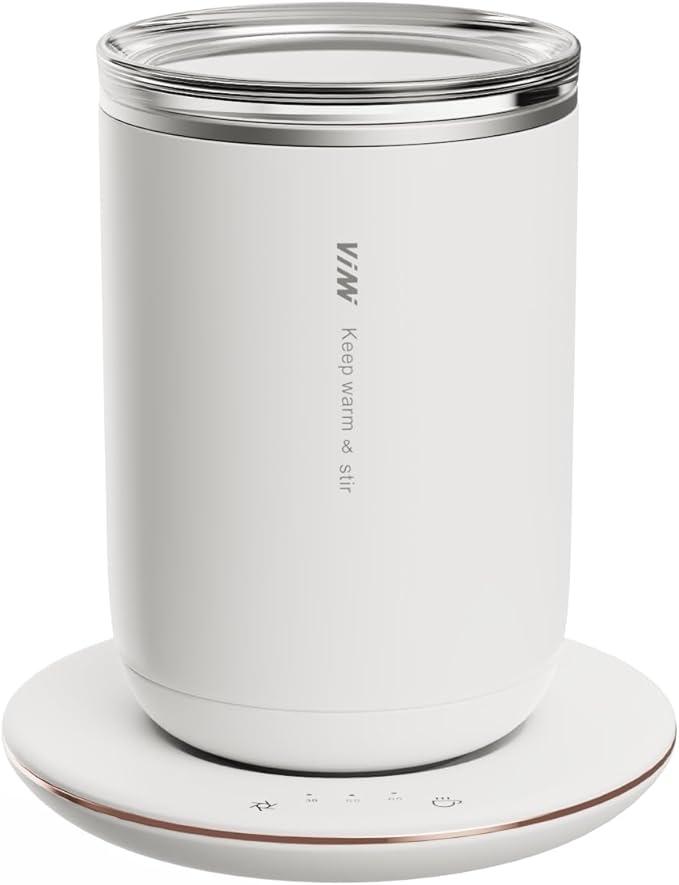 Self Heating Coffee Mug,10oz Heated Mug with Warmer,Smart Temperature Cup from 100-149℉,Keep Beverages Warm & Self Stirring,White