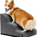 Makigued Dog Stairs for Small Dogs and Cats, 16" H 3 Steps Pet Steps Ramp for High Bed, Couch, Sofa, Waterproof Pet Stairs with Removable Washable Cover, Non-Slip Bottom, Dark Gray (22.8"x15.7"x15.0 H, Grey)