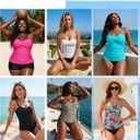 RELLECIGA Women's Ruched Tankini Top, Leo,  Size XL