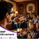 Hwagol Smart Glasses with Camera, 8MP HD Photo and Video Recording,AI Glasses with Real-Time Translation/Object Recognition/AI Voice Q&A/Recording, Calls and Music,UV & Blue Light Protection