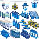 36 Pieces Hanukkah Ornaments Happy Hanukkah Wood Sign Jewish Hanukkah Decorations Star of David Ornament Menorah Ornament Dreidel Hanging Decoration Hanukkah Tree Decorations for Wall Gifts Holiday