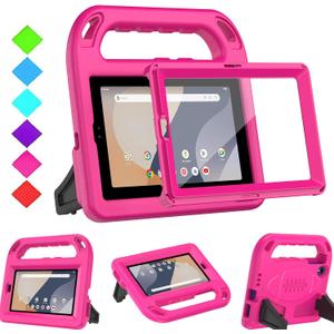 BMOUO Kids Case for Onn 7 Inch Tablet 2024 (Model:100135924), with Screen Protector, Shockproof Handle Stand Protective Case for Walmart Onn 7" Tablet (Gen 4, 2024), Rose