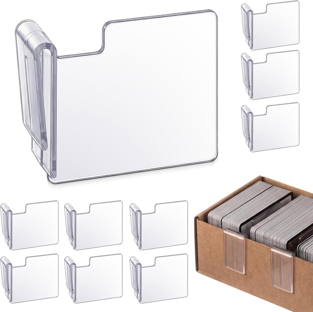 Chunful 10 Pcs Transparent Card Box Dividers, ABS Trading Card Dividers Clip Storage Separator clips the cardboard side wall for Sports Baseball Cards Organizer (Max Opening Width:4mm Fits Sigle Wall)