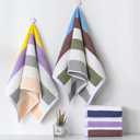 YiLUOMO Yellow Striped Pattern Hand Towels Set of 2 100% Cotton Highly Absorbent Soft Colorful Hand Towel for Bathroom 13 x 29 Inch