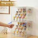 Acrylic Display Case for Collectibles, 4-Tier Large Stackable Clear Display Box with Removable Shelves and Magnetic Door, Dustproof Showcase for Figures, 1 Pack