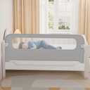 NUTIKAS Baby Bed Rail Guard for Toddlers - 78" Toddler Bed Rails for Twin, Full, Queen, King Bunk Size Bed Swing Down Bedrail Extral Tall Child Safety Side Railing Guards for Kids Gray