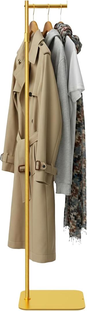 Adjustable Clother Display Stand 61"-75", Metal Clothing Display Rack Freestanding,Single Arm Clothes Rack,Costumer Stand for Coat and T-shirt Hanging in Shops,Retail Stores,Home (Gold)