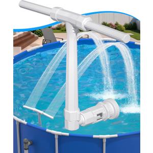 2025 Height Upgrade Pool Fountain - Dual Spray High-Pressure Adjustable Waterfall Sprinkler Cooler for Above-Ground & Inground, 360 Cooling Jet & Relaxation Features,White