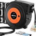 DEWENWILS Retractable Extension Cord Reel, 40 FT Heavy Duty Power Cord, 12AWG/3C SJTOW, 3 Grounded Outlets Lighted Triple Tap, 15 Amp Circuit Breaker, UL Listed