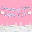 xo, Fetti Something Blue Before I Do Banner - Matte Blue | 5.5 Ft. | Bachelorette Decorations, Engagement Party Sign, Proposal Background, Bach Heart Supplies