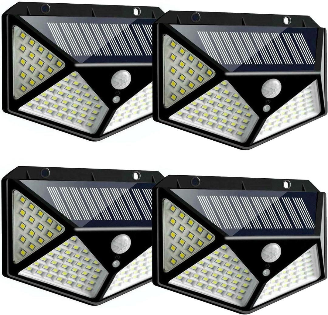 Solar Lights Outdoor [100 LED/3 Working Mode], Solar Security Lights Motion Sensor Lights Wireless IP65 Waterproof Solar Powered for Garden Fence Patio Garage Deck