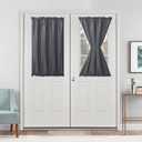 Hiasan Front French Door Curtains for Small Window, Rod Pocket Semi Sheer Short Sidelight Curtain, 1 Panel (Grey, W 24 inch x L 40 inch)