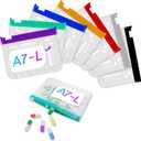 The A7-L Reusable Pill Pouches Set is Designed to fit the A7 Binder. Zippered Pill Organizers Weekly, Travel Pill Container, Reusable Zipper Pouches, Color-Coded Medicine Pouches