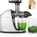Cold PressJuicer, AMZCHEF Slow Masticating Juicer Machines with Reverse Function, High Juice Yield, Easy Clean with Brush, Recipes for High Nutrient Fruits and Vegetables, White(Updated)