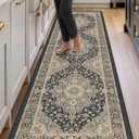 DEXI Anti Fatige Cushioned Kitchen Floor Mats Non Slip Runner 24x87, Black, 87"L x 24"W x 0.4"Th
