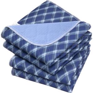 Non-Slip Bed Pads for Incontinence Washable (36" x 52"|2 Pack), Waterproof Bed Pads, Navy Blue Grid, Bed Wetting Pads for Bed, Sofa, Floor, Resuable Underpads for Adults, Seniors, Pet