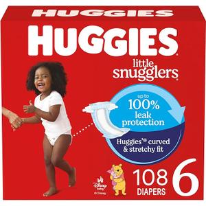 Huggies Size 6 Diapers, Little Snugglers Baby Diapers, Size 6 (35+ lbs), 108 Count (2 Packs of 54)