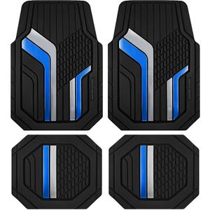Skechers Heavy Duty Rubber Car Floor Mats,Dual Color Design Floor Mats,All Weather Car Mats,Waterproof Trim To Fit Universal Floor Liner Car Accessories,Automotive Floor Mats For Cars Trucks Suvs,Blue (Bule)