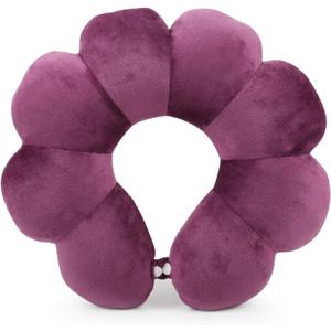 Sexysamba Flower Travel Neck Pillows for Airplanes Breathable Cotton U-Shaped Neck Pillow for Kids & Adults Head Neck Chin Support Rest Pillow for Traveling, Car, Train, Bus, Recline, Home, Office, Purple