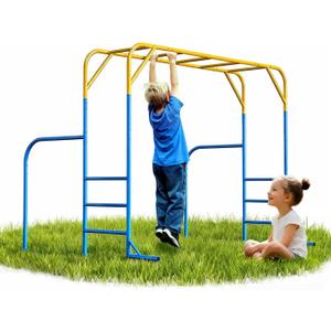 Monkey Bars for Kids, Outdoor Monkey Bar Set with Climbing Frame, Heavy-Duty Metal Playground Climbing Playset for Backyard, Kids Jungle Gym for Aged 3+
