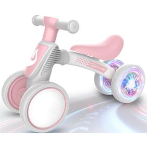 WETIFY Colorful Lighting Baby Balance Bike Toys for 1 Year Old Girl Gifts, 1036 Month Toddler Balance Bike, No Pedal 4 Silence Wheels & Soft Seat First Bike, One Year Old Girl Birthday Gifts