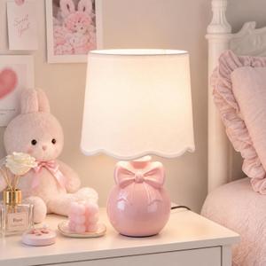 1 Pack Pink Bow Table Lamp for Girl's Room 16" Cute Lamp for Kids Bedroom