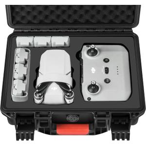 Drone Case for DJI Mini 4K: Waterproof Hard Travel Cases with Custom Foam for DJI Mini 2 /2 SE Fly Combo, Large Carrying Box for Drone, Batteries, Charger, Cable, Propeller & Accessories (Case Only) (Black)