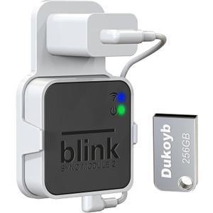 256GB USB Flash Drive and Outlet Wall Mount for Blink Sync Module, with Short Cable Easy to Move, Space Saving, Local Video Storage for Outdoor/Indoor Camera (Sync Module 2 Not Included)