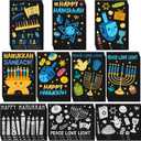 Zhanmai 30 Pcs Color Your Own Funny Hanukkah Posters DIY Happy Hanukkah Crafts Bulk Color Your Own Menorah Poster DIY Crafts for Chanukah Party Holiday Home Activities