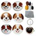 Xinpinzhou 6pcs Dog Punch Needle Coaster Kit for Kids Beginners Adults, Complete Punch Needle Stitching Embroidery Art Coasters Kit for Kids Adult Beginner Animal Punch Needling Coaster