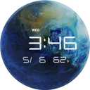 13" Digital Wall Clock with LED Display, Calendar & Temperature, Automatic Dimming, 12/24hr Format, USB Powered, Wall & Desk Use - HUI-8859 (Earth)