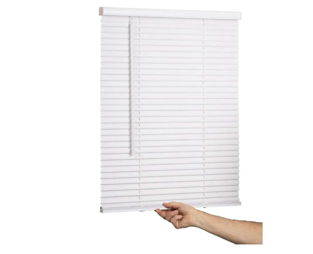LOTUS & WINDOWARE Cordless Mini Blind, 1" Vinyl Slats, 22" Wide x 48" Long - White, Window Blinds for Home and Office, Interior Door Blinds - Light Filtering