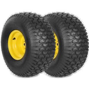 (2-Pack) 20x8.00-8 Rear Tire and Wheel Assemblies - 4 Ply Tubeless Tire Compatible Replacement for Riding Lawn Mowers - 3/4" Borehole, 3.5" Offset Hub and 3/16" Keyway