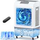 FANCOLE Evaporative Air Cooler, 2100CFM Windowless Air Conditioner Cooling up to 700 Sq.ft, Swamp Cooler Air Conditioner w/2 Modes & 3 Speeds, 7H Timer & Remote, Portable for Room Garage Patio