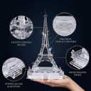 16.9in Tall Eiffel Tower Statue Clear Acrylic Figurine Torre Eiffel Decorations Paris Decor Centerpieces for Tables Home Living Room Shelf Mantel Tabletop Display Model with LED Light Crystal Finish, Large