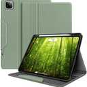 H HOLIMET Case for iPad Pro 11 Inch 2022 4th/3rd/2nd/1st Generation 2021/2020/2018 with Pencil Holder Folio Stand Auto Wake/Sleep Vegan Leather, Green