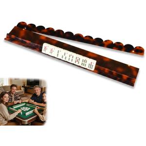 Mahjong Racks for American Mahjong, 20 in Acrylic Mahjong Tile Holder, Tortoiseshell Magnetic Pusher Rack, 1 Pack, Orange
