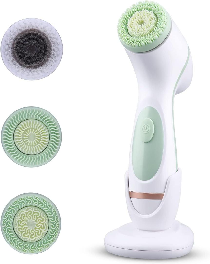 Facial Cleansing Brush, CkeyiN 3 in 1 Electric Exfoliating Spin Cleanser Device USB Rechargeable and Waterproof Exfoliation Rotating Spa Machine Facial Cleanser Massager for Women