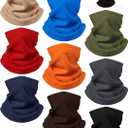 9 Pieces Kids Neck Warmer Winter Fleece Neck Gaiter Kid Tube Scarf Balaclava for Winter Sports (Dark Color)