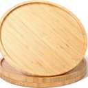 Meanplan 3 Pcs Charcuterie Board Bulk Round Wood Trays Bamboo Serving Platter with Rim Polished Wooden Vegetable Platter for Holding Fruit Bread Pizza Party Decor (8 Inch)