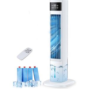 Evaporative Air Cooler, 3-in-1 Portable Air Conditioners for Room, 4 Modes 3 Speeds, Fast Cooling Portable AC Unit/24H Timer, Remote Oscillating Tower Fan, Quiet Swamp Cooler for Bedroom Office