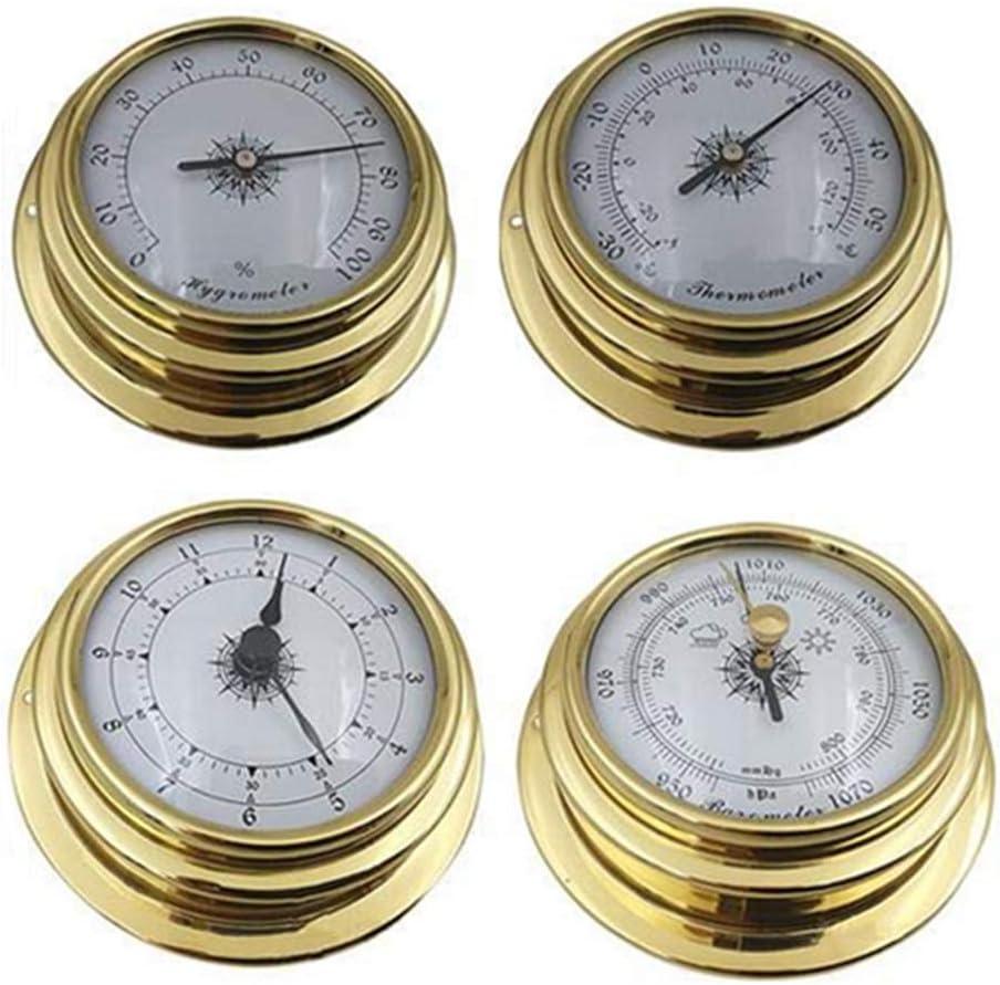 MOMOJIA 4 Inches 4 PCS/set Thermometer Hygrometer Barometer Watches Clock Zirconium Marine for Weather Station