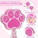 WERNNSAI Pink Dog Paw Piata - Dog Piata Pet Theme Party Games Pink Girl Style Puppy Paw Party Decorations Animal Party Supply for Kids Birthday with Blindfold