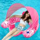 Jasonwell Pool Float with Canopy - Inflatable Pool Floaties Adult Floating Pool Chair Lounge Floats for Swimming Pool Water Chair Pool Lounger with Cup Holders Pool Toy Party Floaty for Adults (Large, Rose)