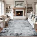 Area Rugs 10x12 Living Room - Washable Rug Modern Abstract Soft Large Neutral Non-Slip Carpet Indoor Floor Thin Carpets for Bedroom Dining Room Farmhouse Nursery Home Office Black