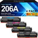 206A Toner Cartridge 4 Pack with CHIP Replacement for HP 206A 206X Toner Cartridge Compatible with HP Color Laserjet Pro MFP M283fdw M283cdw M255dw Printer (Black Cyan Yellow Magenta, 4 Pack)